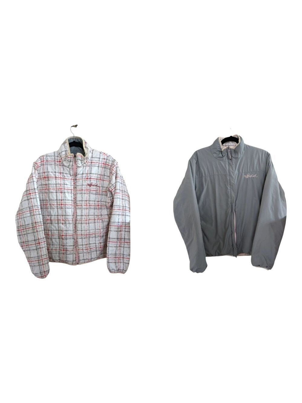 RipCurl Reversible Gray & White w/pink plaid Jacket Size XL GUC with minor flaws